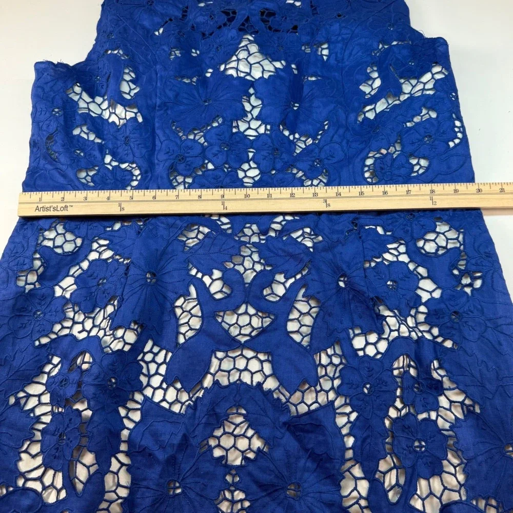 J. Peterman Blue Linen Lace Overlay Sheath Dress Women's Plus Size 20 Cocktail